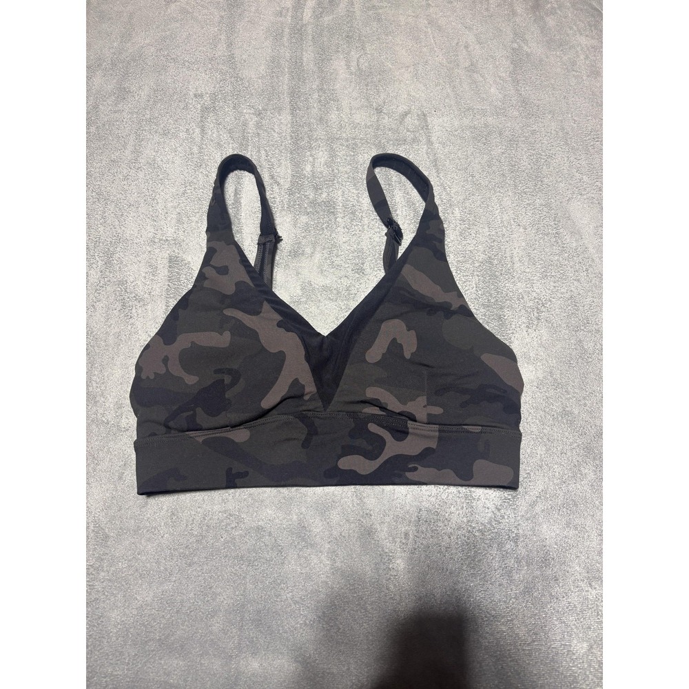 Zyia Active Sports Bra Womens XS Black Camo Adjustable Straps Padded Athletic